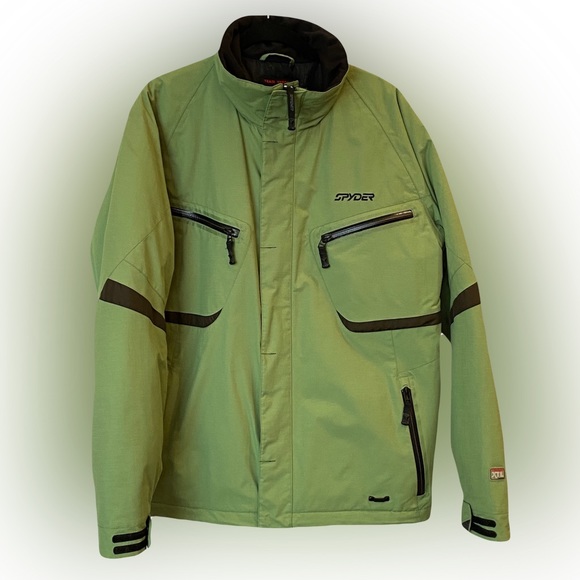 Men's Spyder Medium Green & Black Insulated Jacket EUC - Picture 3 of 14